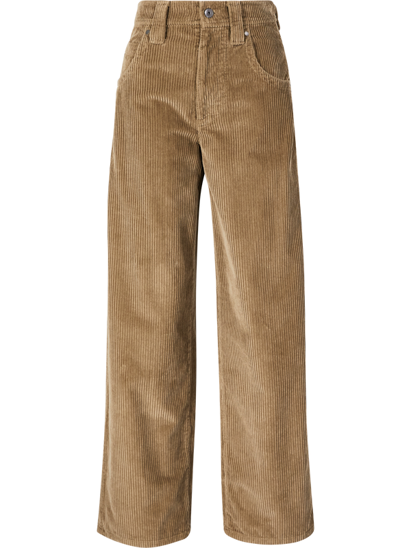 Corduroy trousers with Monili pearls, taupe