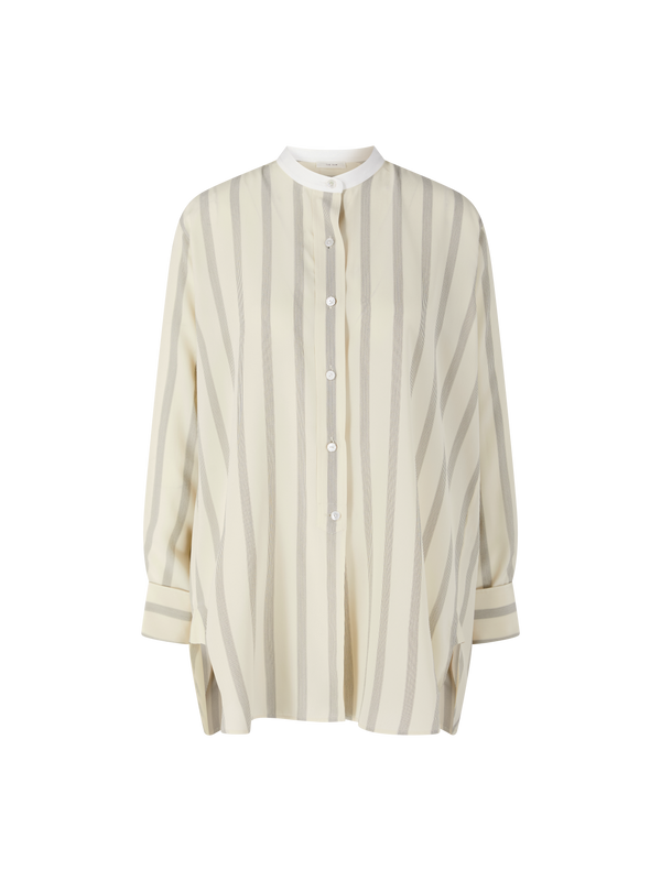 Gestreiftes Seidenhemd 'Falco' Crème