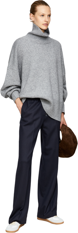 Oversized Cashmere-Pullover mit Rollkragen Silver Melange