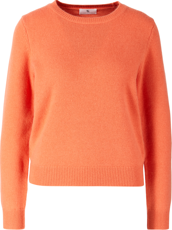 Cashmere jumper with a round neckline in tangerine
