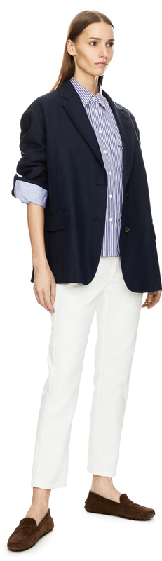 Gestreiftes Hemd mit Monili Perlen Blau