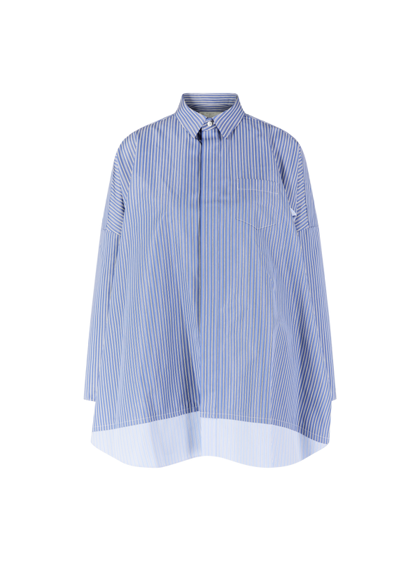 Gestreiftes Hemd aus Popeline Blau