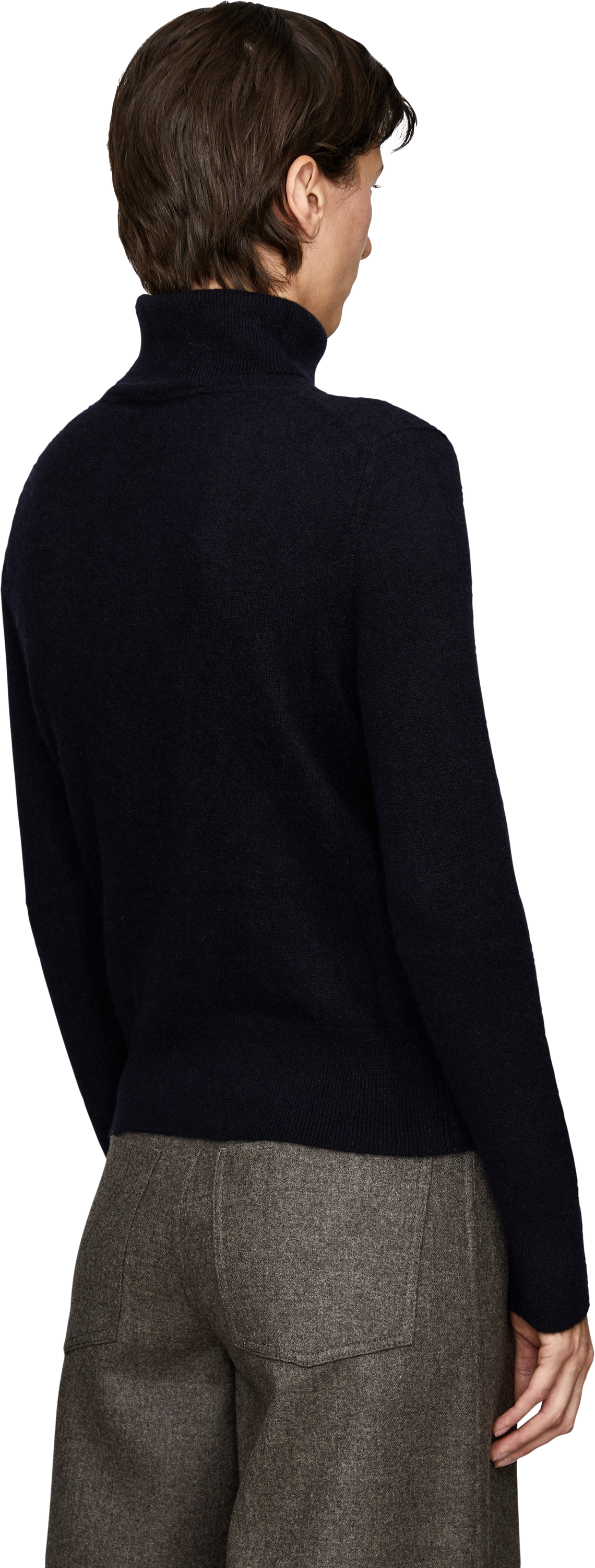 Iris von Arnim 'Neris' cashmere and silk jumper with a roll neck – navy, Back view – UNGER.DE