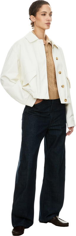Cashmere jumper with a Serafino collar – beige