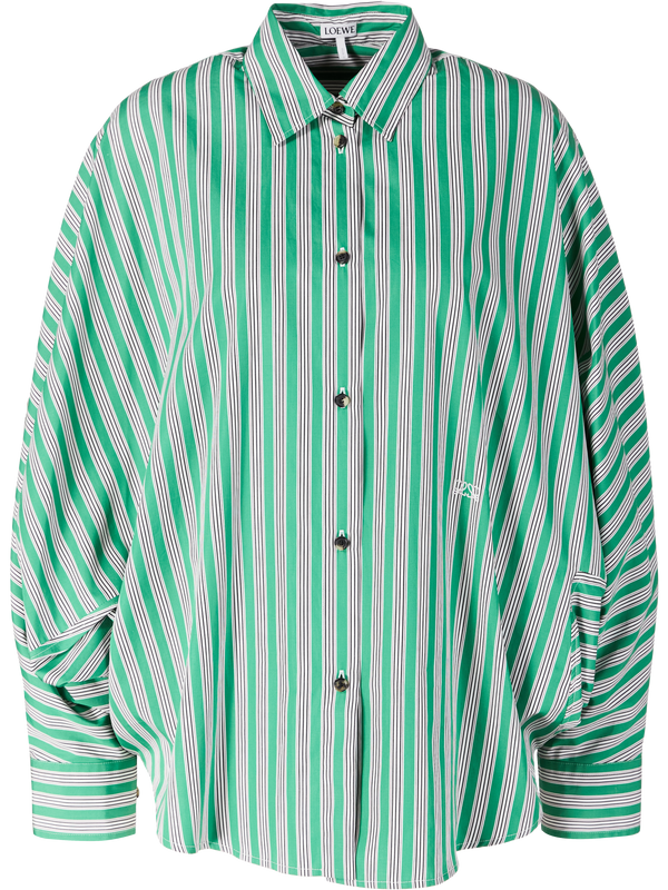 Striped shirt with batwing sleeves green/white
