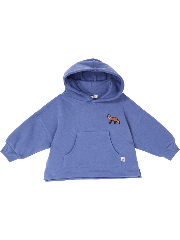 Kapuzenpullover mit Fuchs-Stickerei Blau