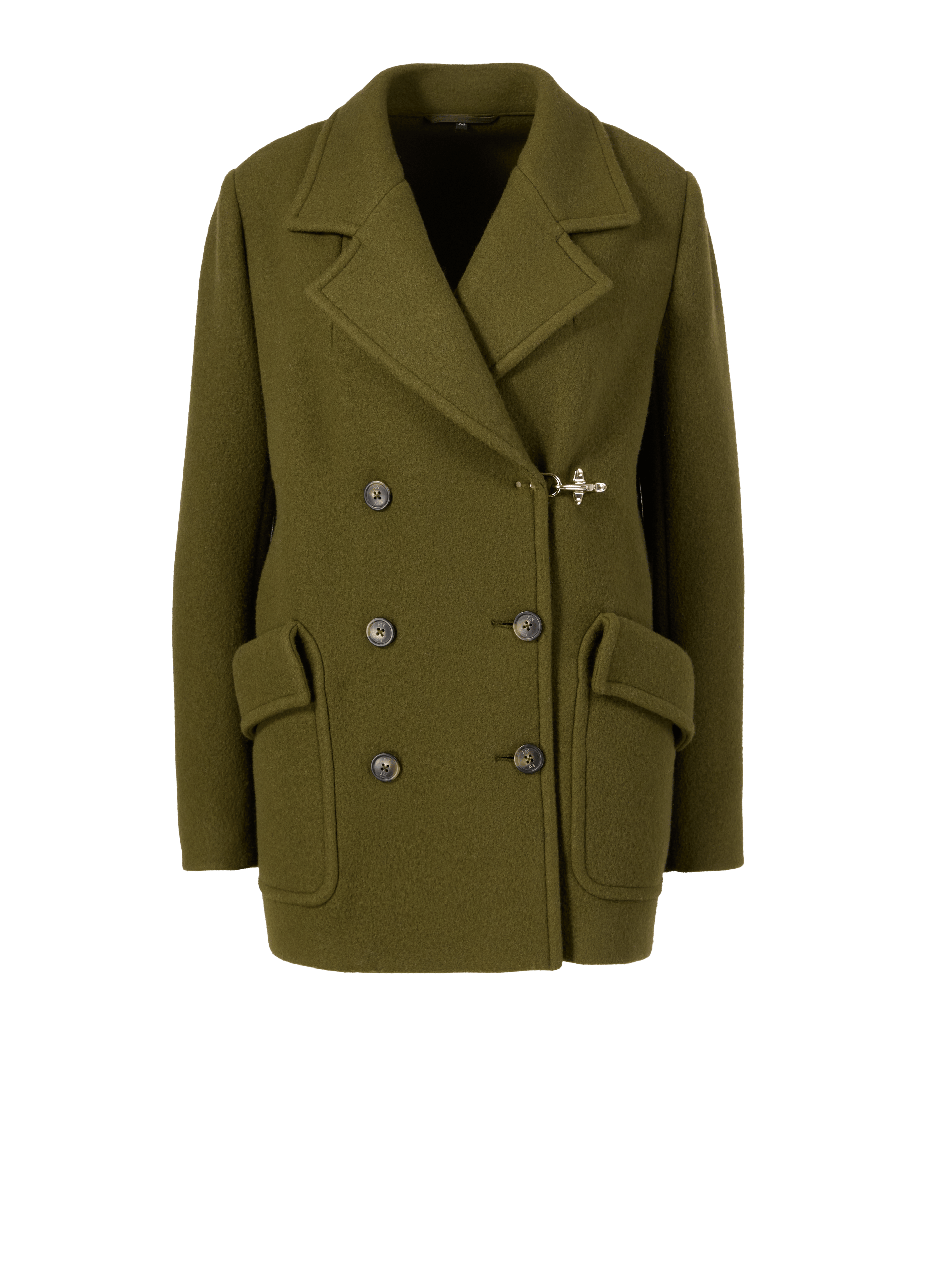 Woll-Cashmere-Peacoat mit Haken Grün