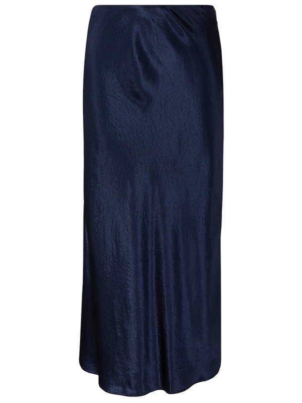 Satin midi skirt navy blue 