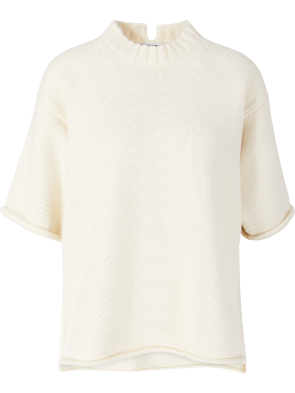 Short-sleeved woollen jumper cream