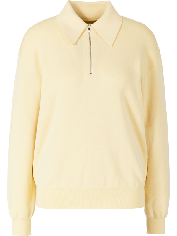 Woll-Polopullover mit Reißverschlusskragen Gelb