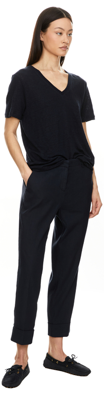 Stoffhose 'Krystal' aus Leinen Marineblau