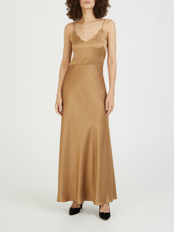 Maxikleid aus Seide 'Chloé x Atelier Jolie' Safari Khaki
