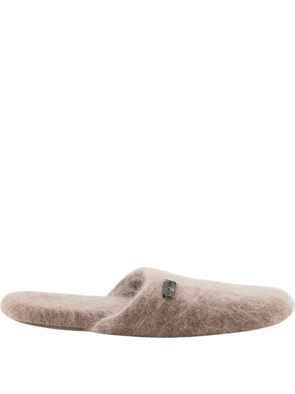 'Darika' slippers in brushed cashmere, taupe