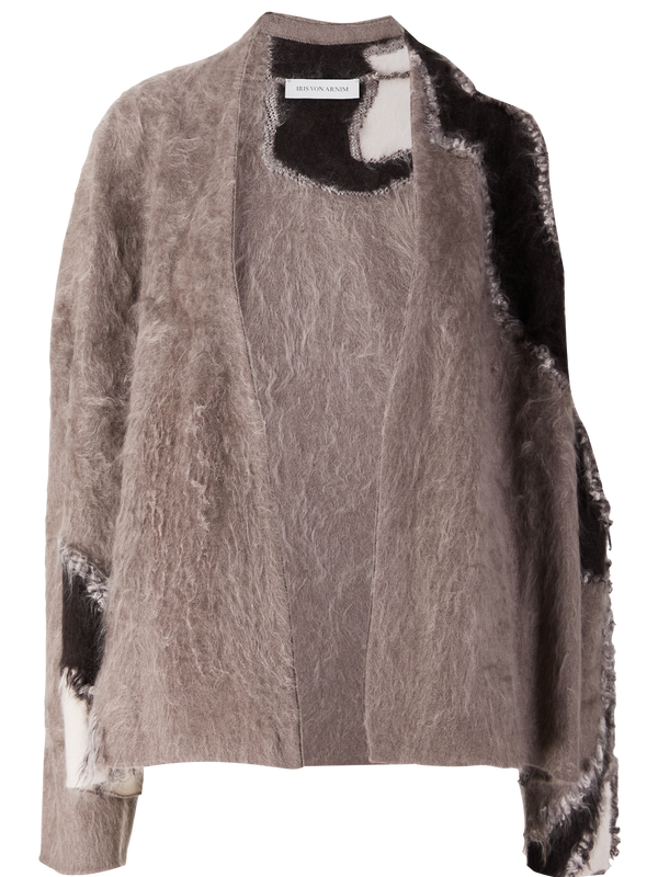 'Tinaja' cardigan in brushed cashmere, taupe/alabaster