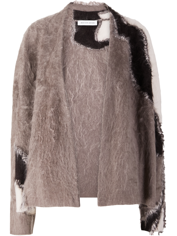 Strickjacke 'Tinaja' aus gebürstetem Cashmere Taupe/Alabaster