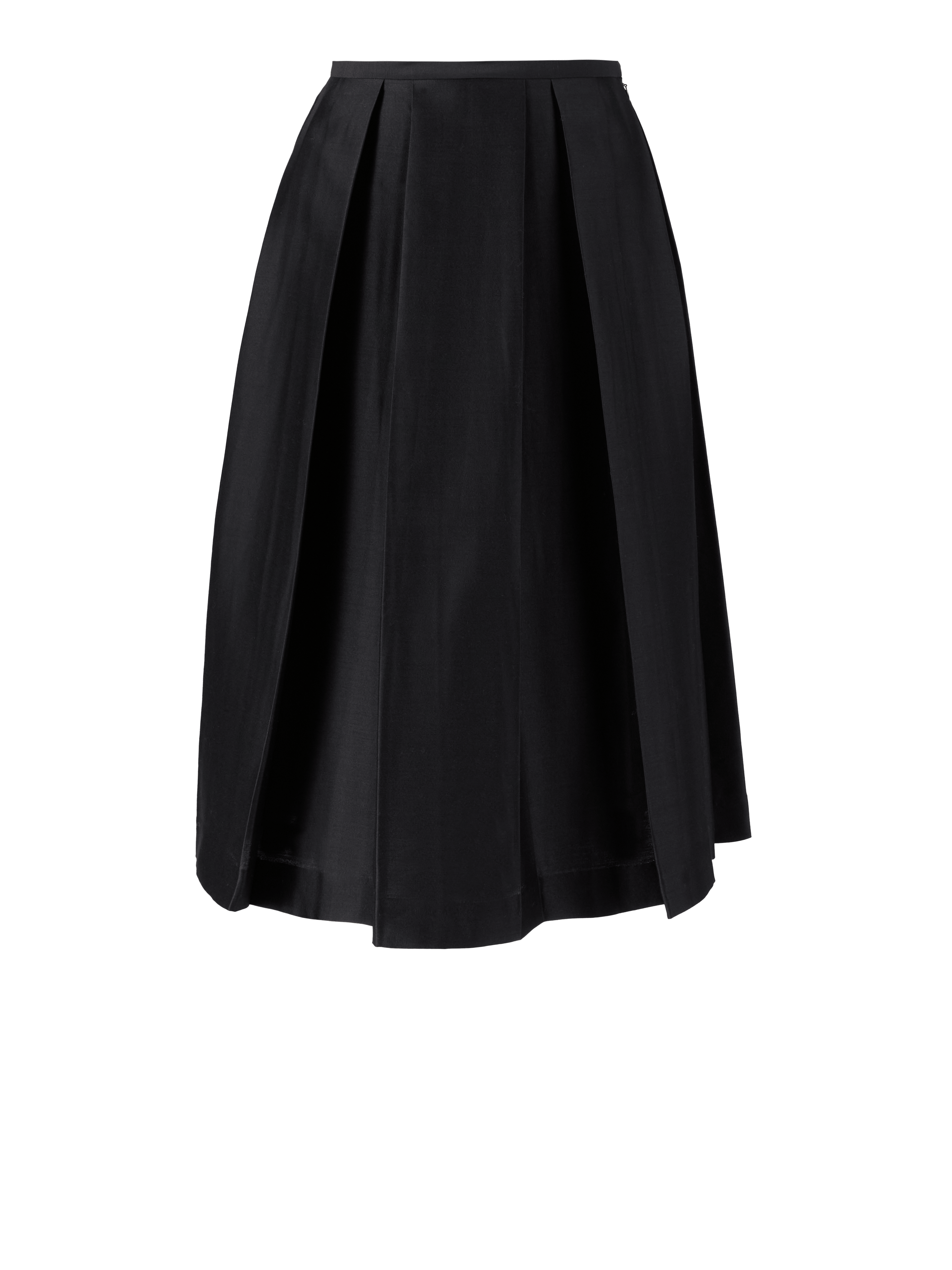 Wool-silk midi skirt 'Twinflower' with pleats black