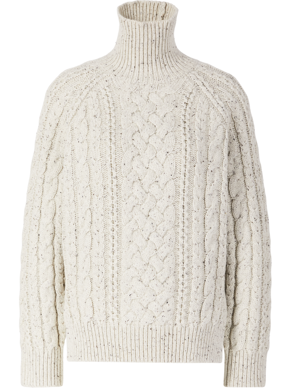 'Cable' woollen jumper with cable knit pattern in cream
