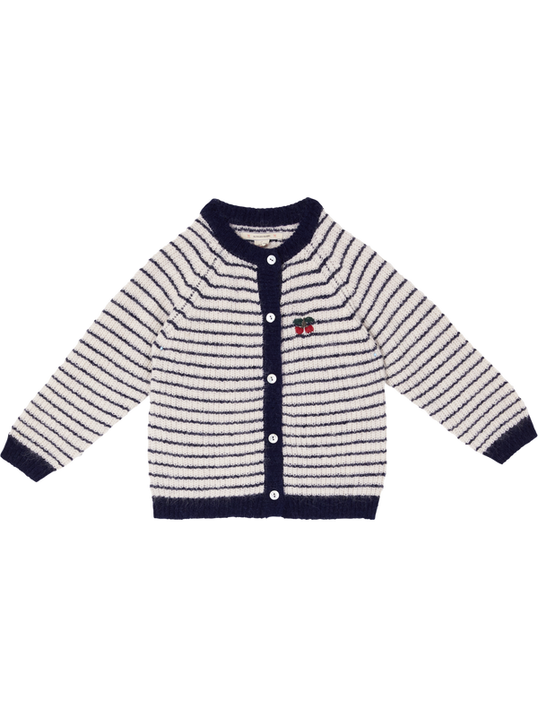 'Barli' striped wool cardigan in navy blue