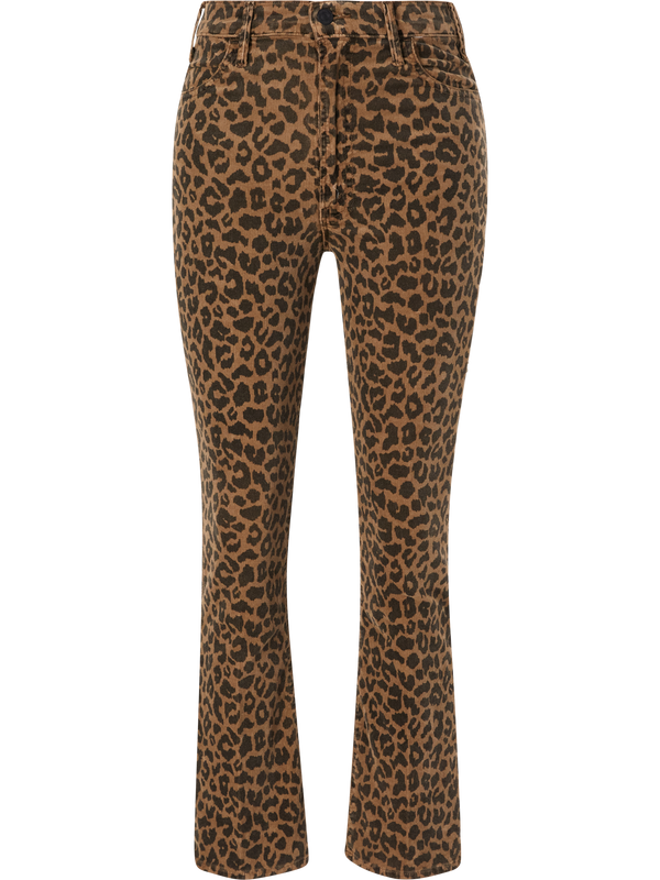 'The Hustler Flood' cropped jeans with leopard print brown