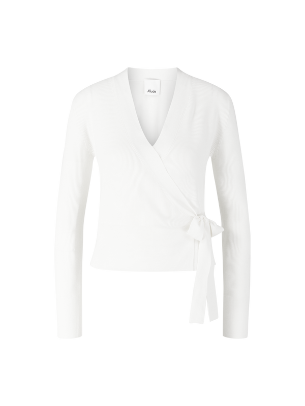 Wrap-around wool cardigan cream