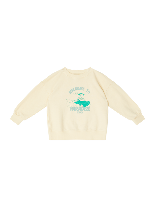 Sweatshirt 'Lame Paradis' mit Hunde-Motiv Cremé
