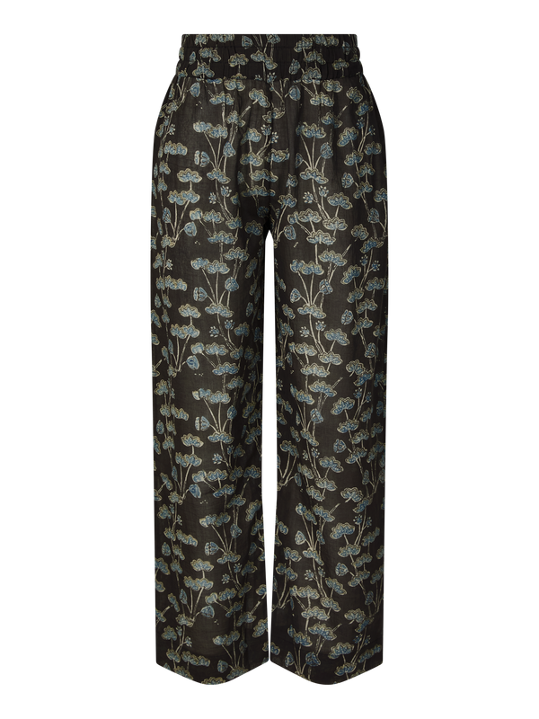 Florale Stoffhose 'Nila' Dunkelbraun