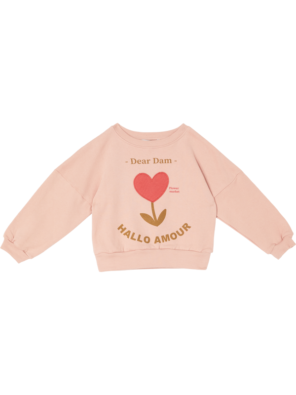 Sweatshirt mit bestickte Tulpe Rosé