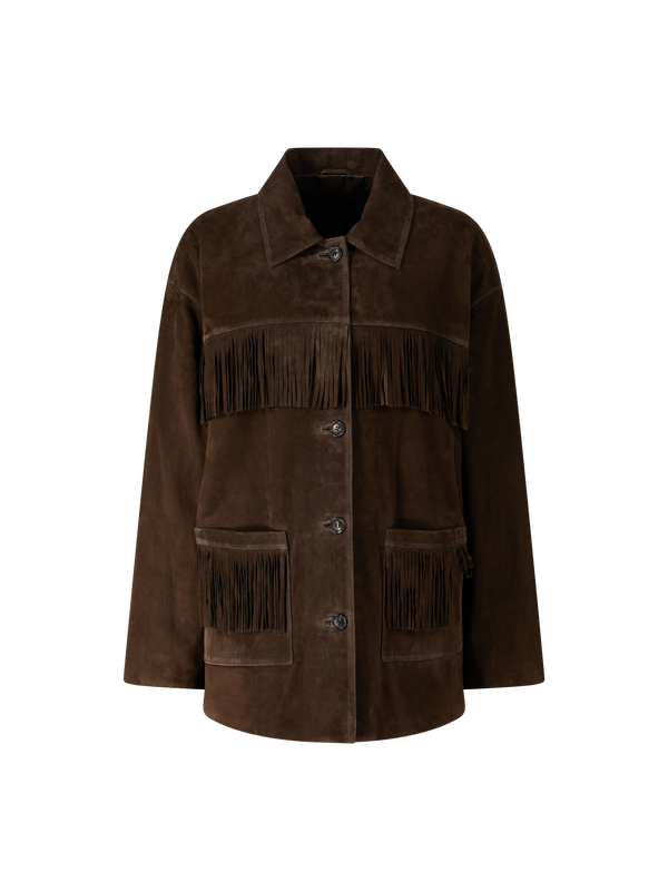 Wildlederjacke' Foudre Fringes' Dunkelbraun