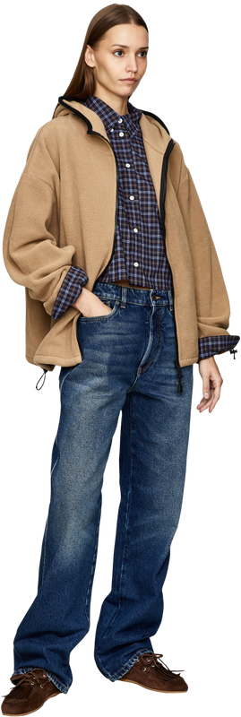 Beige zipped fleece jacket