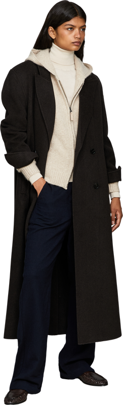 Wool-cashmere hooded cardigan beige