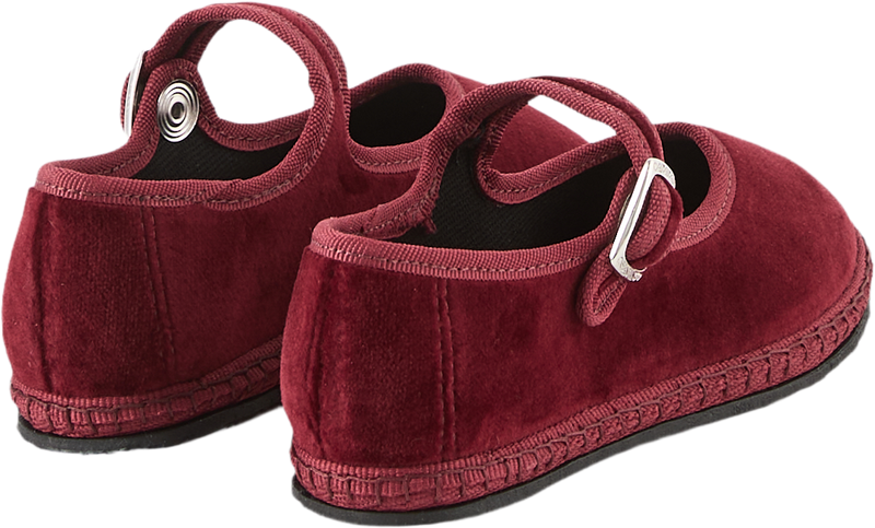 Ballerina 'Mary Jane' aus Samt Bordeaux