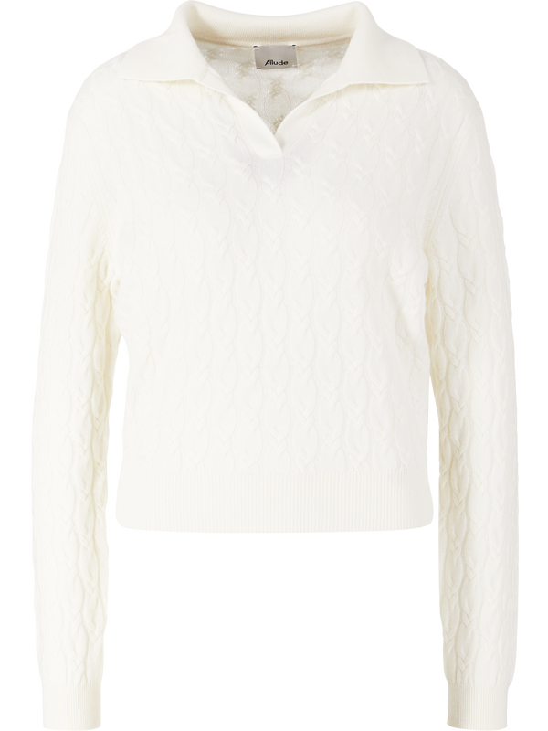 Cashmere jumper with a Serafino collar – white