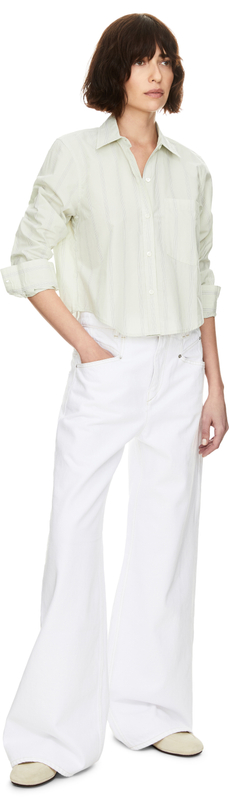 Verkürztes Hemd 'Ramy' mit Streifenmuster Hellgrün