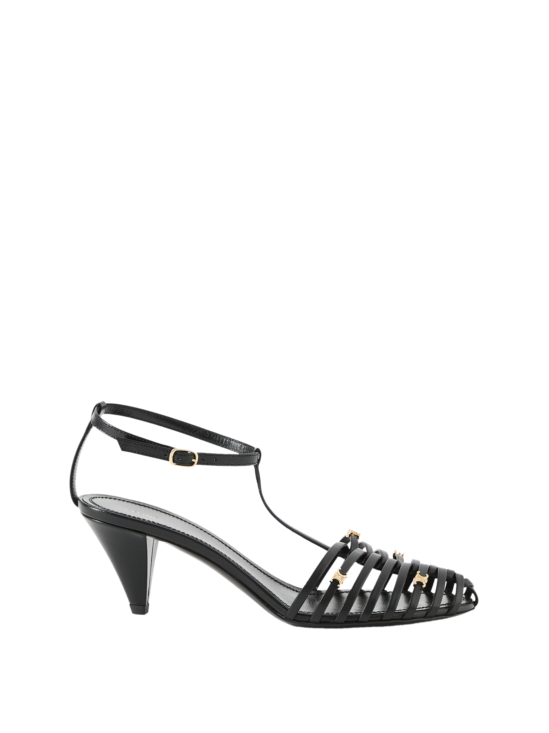 Cage-Riemchensandalen aus Ziegenleder Schwarz