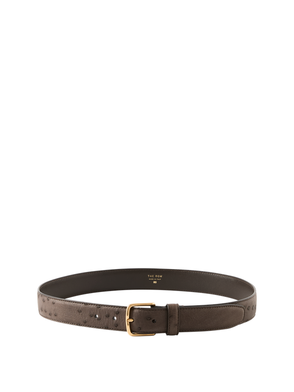 Belt 'Classic' in ostrich leather dark brown