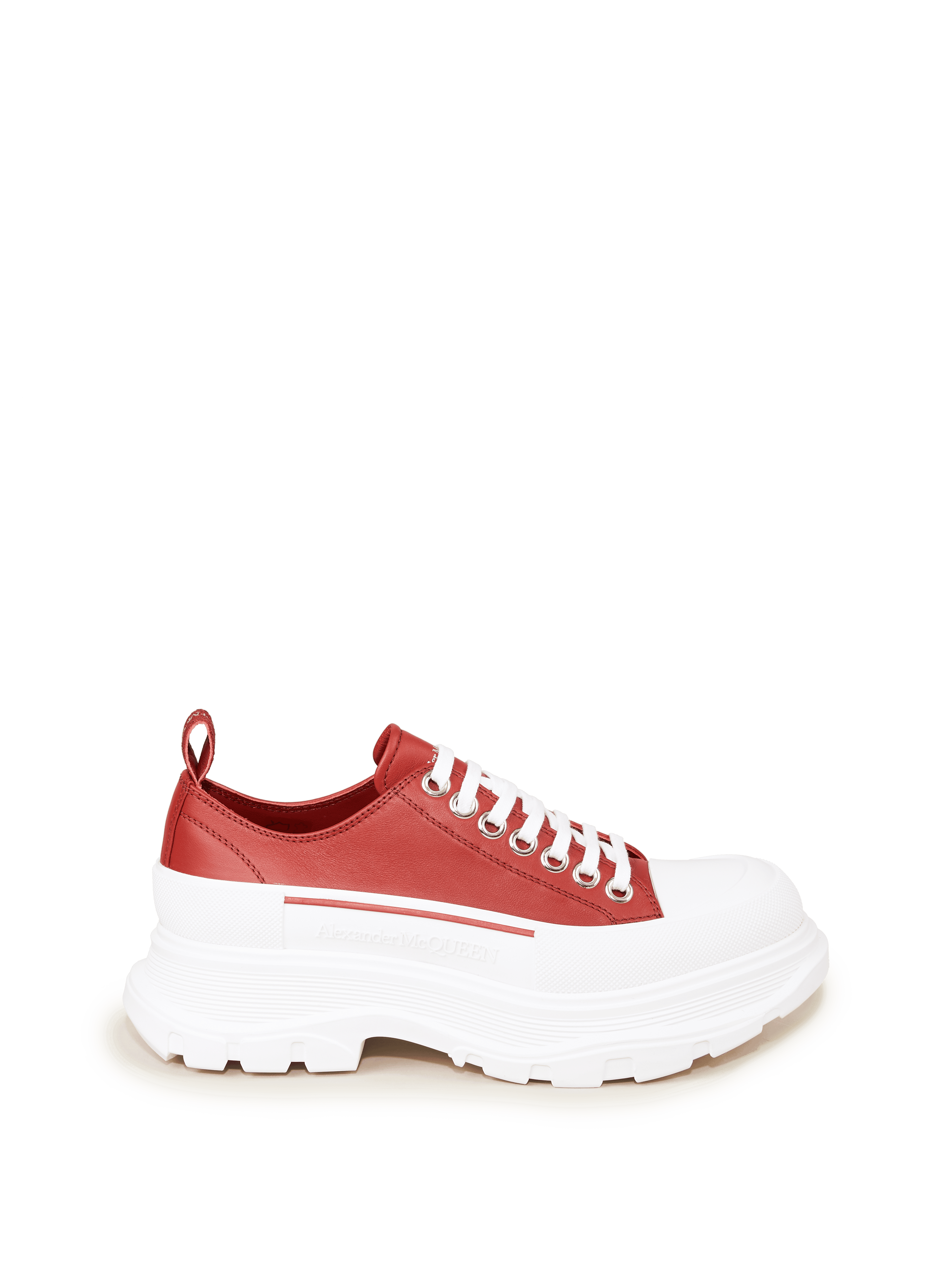 Leder-Sneaker mit breiter Sohle Rot/Weiß