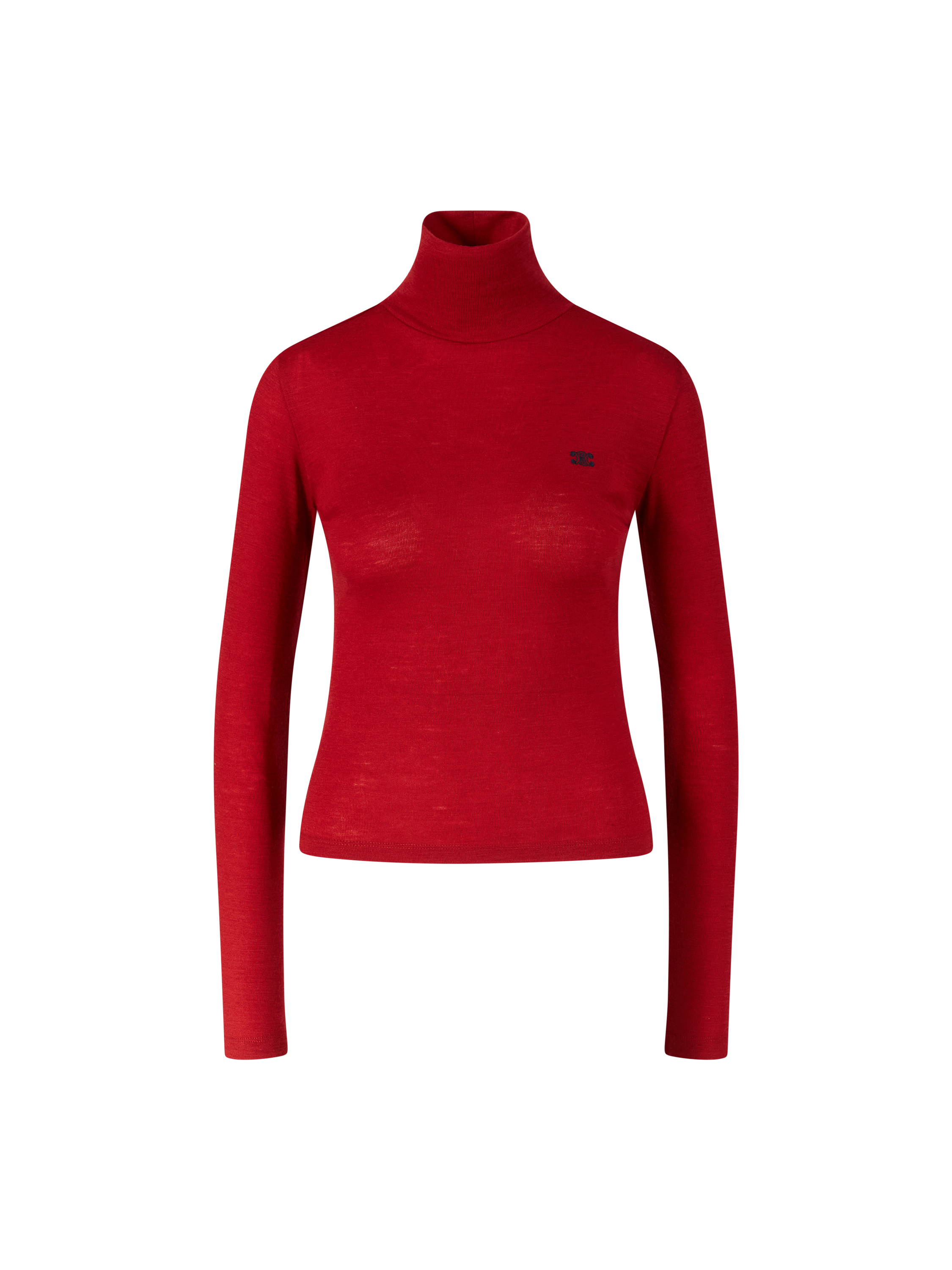 Rollkragenpullover aus Schurwolle Rot