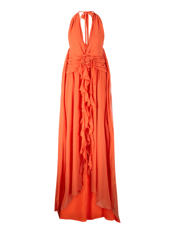 Maxikleid aus Viskose-Georgette Orange