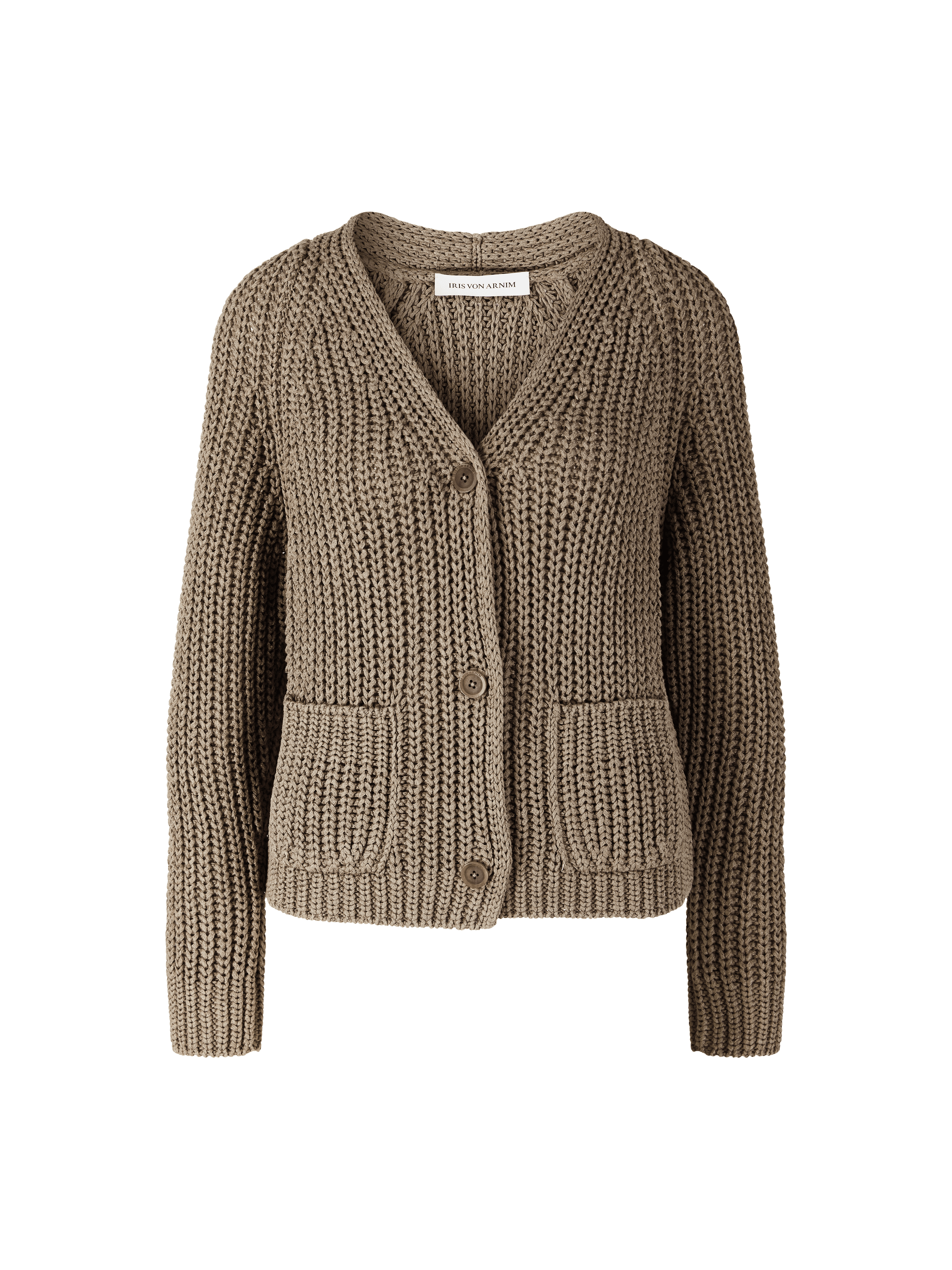 Strickjacke 'Aliva' aus Seide und Leinen Taupe