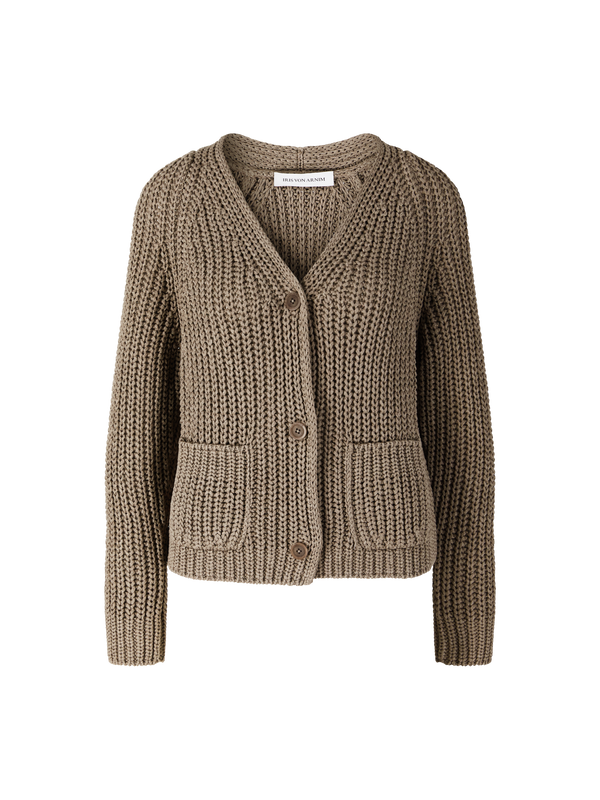 Strickjacke 'Aliva' aus Seide und Leinen Taupe