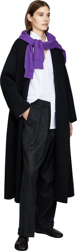 Oversized Cashmere-Mantel mit Gürtel Schwarz