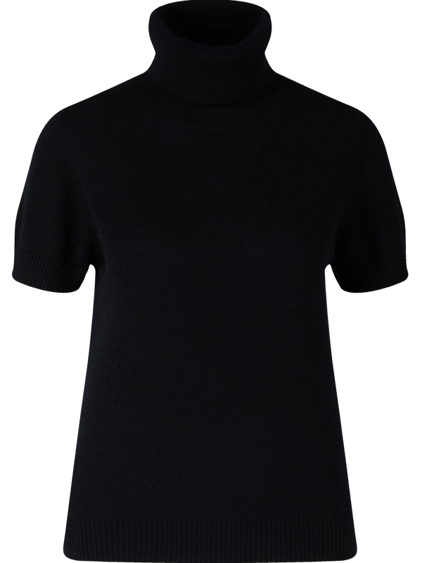 Short-sleeved cashmere roll-neck jumper black