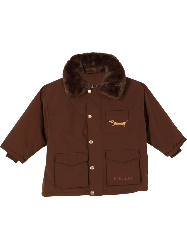 Wattierter Parka mit Kunstpelzkragen Braun