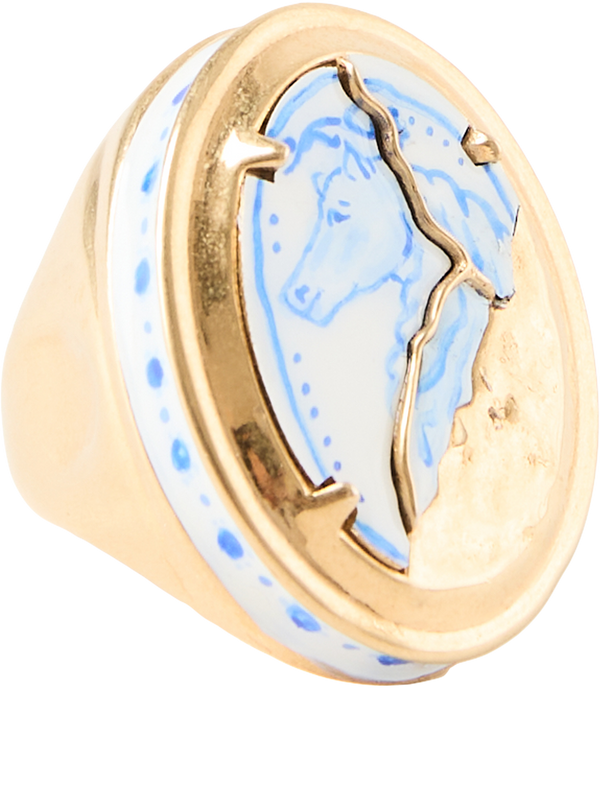 'Horse Ceramic Cheval' Gold Ring