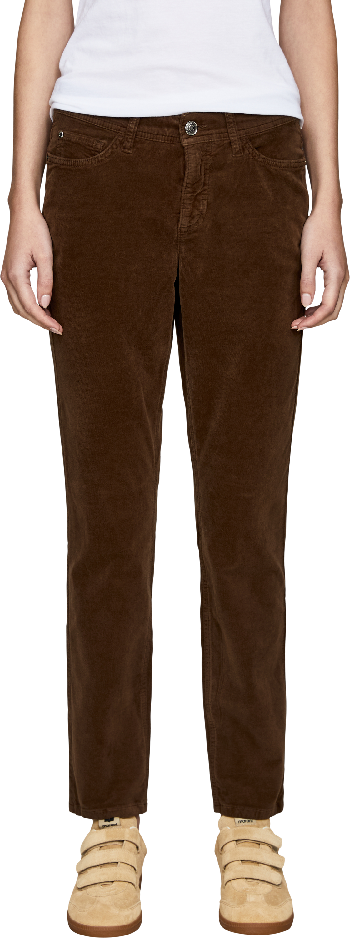 Cambio Cropped Samthose 'Piper' Dunkelbraun, Frontansicht – UNGER.DE