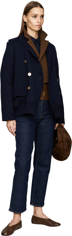 Oversized Strickjacke mit Kapuze Marineblau