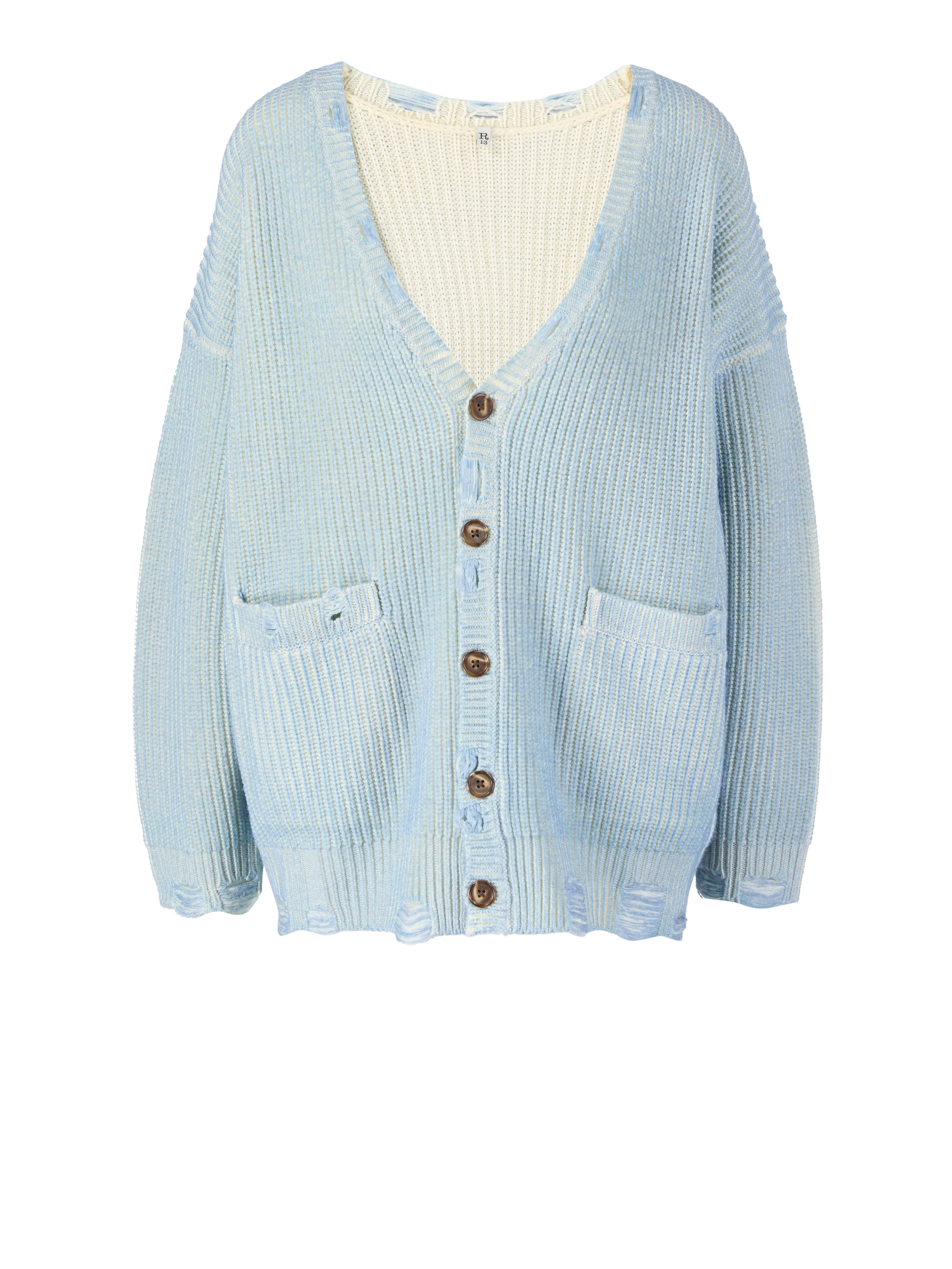 Oversized woollen cardigan blue/white