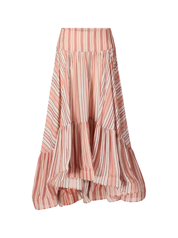 Asymmetrischer Rock 'Bohemian Rebellion' mit Streifenmuster Rot