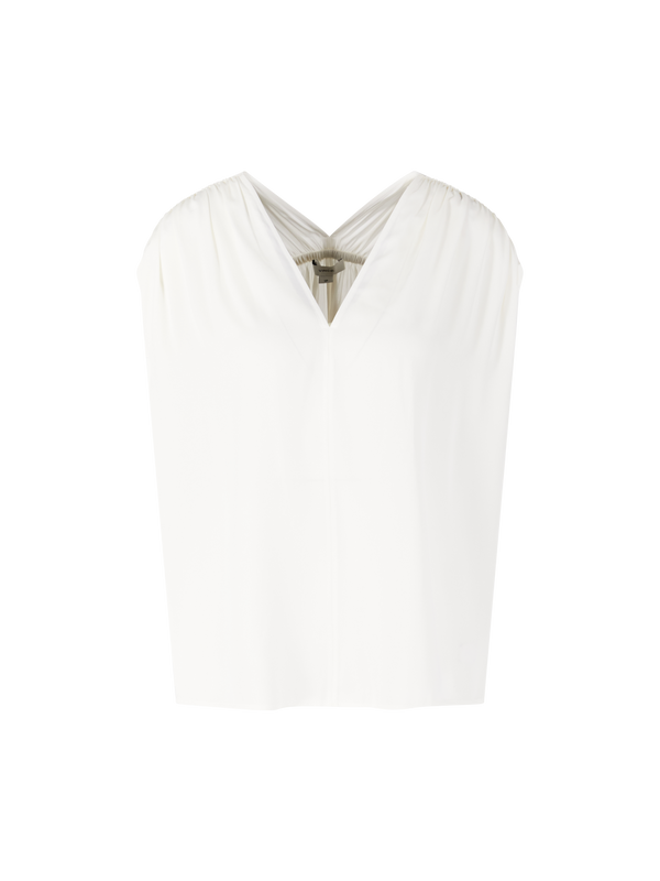 Seidenbluse mit gerafften Flügelärmeln Crème