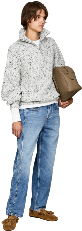Mottled 'Anita' stand-up collar jumper grey 